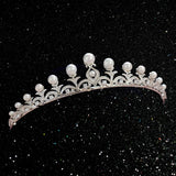 Vintage Pearl Tiara, Bronze Queen Crown for Women, Royal Wedding Tiaras and Crowns for Bride
