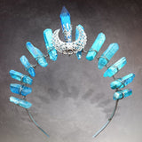 Vintage Witch Headbands, Raw Crystal Headband Alloy Moon Angel Aura Crown Headband Accessory for Wedding Cosplay Party - Venuston