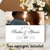Wedding RSVP Magnet | Customizable Photo Magnet with QR Code, Wedding Event Details, Personalized Photo, Website, Date, Time & Location - Venuston
