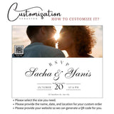 Wedding RSVP Magnet | Customizable Photo Magnet with QR Code, Wedding Event Details, Personalized Photo, Website, Date, Time & Location - Venuston