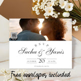 Wedding RSVP Magnet | Customizable Photo Magnet with QR Code, Wedding Event Details, Personalized Photo, Website, Date, Time & Location - Venuston