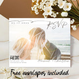 Wedding RSVP Photo Magnet | Customizable Magnet with QR Code, Personalized Wedding Photo, Event Date, Time, Location, & Website Information