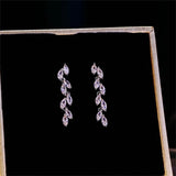 Zircon CZ Silver Wedding Bridal Jewelry Sets Cubic Zirconia 2 pcs Necklace and Dangle Earrings Set for Pageant Party Prom - Venuston